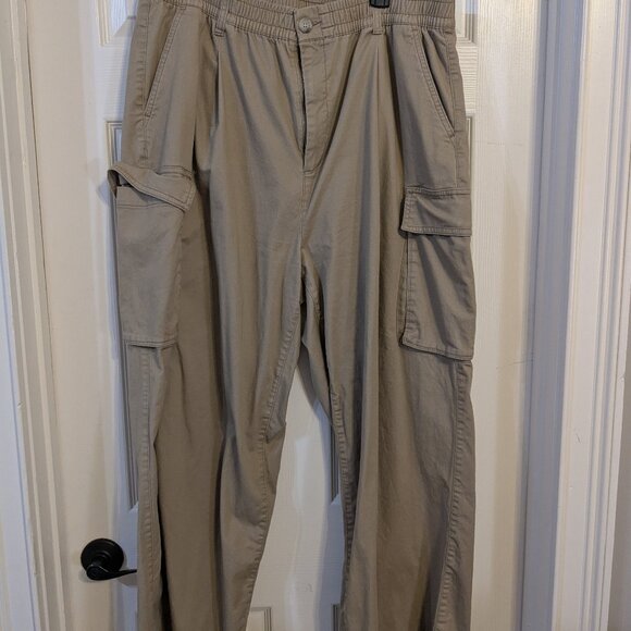 Old Navy High-Waisted Khaki Cargo Pants | Utility Style Drawstring Trousers - Picture 1 of 3